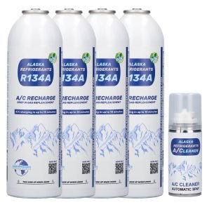 4 x Alaska Refrigerants R134a Replacement Refrigerant for Vehicles (Free A/C System Cleaner Spray)