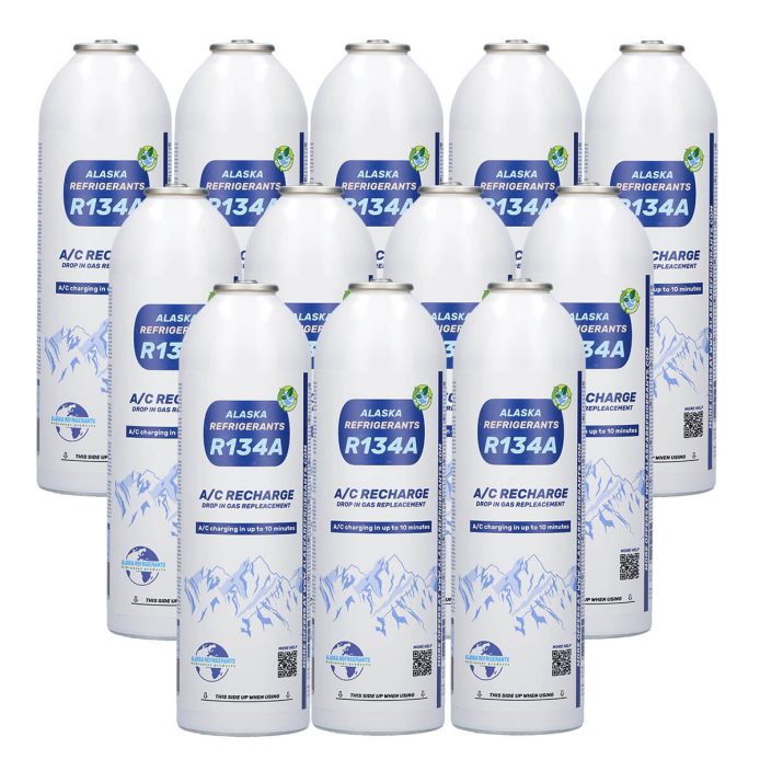 12 x Alaska Refrigerants R134a Replacement Refrigerant for Vehicles: 12-Pack for Workshops