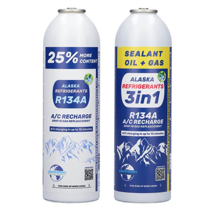 Alaska Refrigerants 3in1 R134a Replacement Refrigerant with PAG 100 Oil and Sealer + R134a Replacement Refrigerant