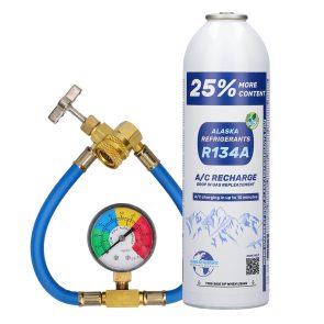 Home Kit – Alaska Refrigerants R134a Replacement Refrigerant for Vehicles + Hose and Gauge