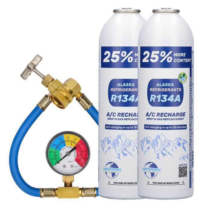 Double Kit – Alaska Refrigerants R134a Replacement Refrigerant for Vehicles + Hose and Gauge