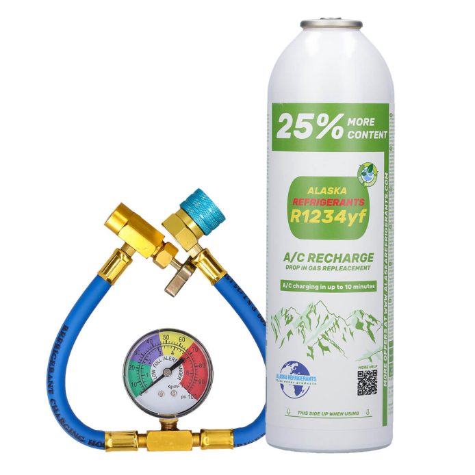 Home Kit – Alaska Refrigerants R1234yf Replacement Refrigerant for Vehicles + Hose and Gauge