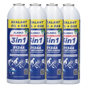 4 x Alaska Refrigerants 3in1 R134a Replacement Refrigerant with PAG 100 Oil and Sealer